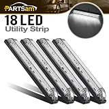 Partsam 4x 8" Waterproof 18 Diodes Led Utility Strip Light 12V Assembly Universal