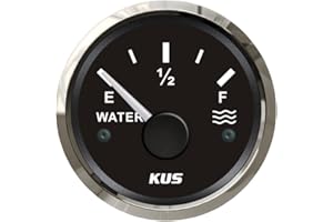 ELING Kus Water Level Gauge Meter Indicator 240-33ohm with Backlight 12V/24V 52mm(2") (Black+Stainless)