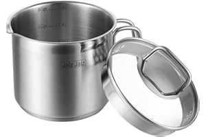 Jalz Jalz Small 2-Quart Stainless Steel Saucepan with Glass Lid - Compact Sauce Pan for Single Servings, Boiling Eggs, or Mel