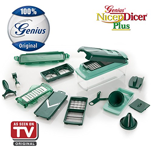 Nicer Dicer Plus Spiral Slicer by Genius 17 pieces emeraldgreen