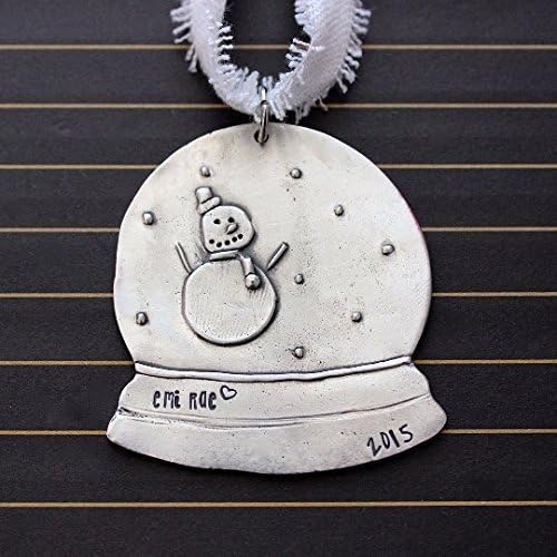 Christmas Ornament Snow Globe Personalized With Name And Year by Bliss Stamped Jewelry