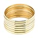 Faenlior 18k Gold Plated Stackable Bangle Bracelet Set of 7 Pieces Charm Jewelry Accessories for Women