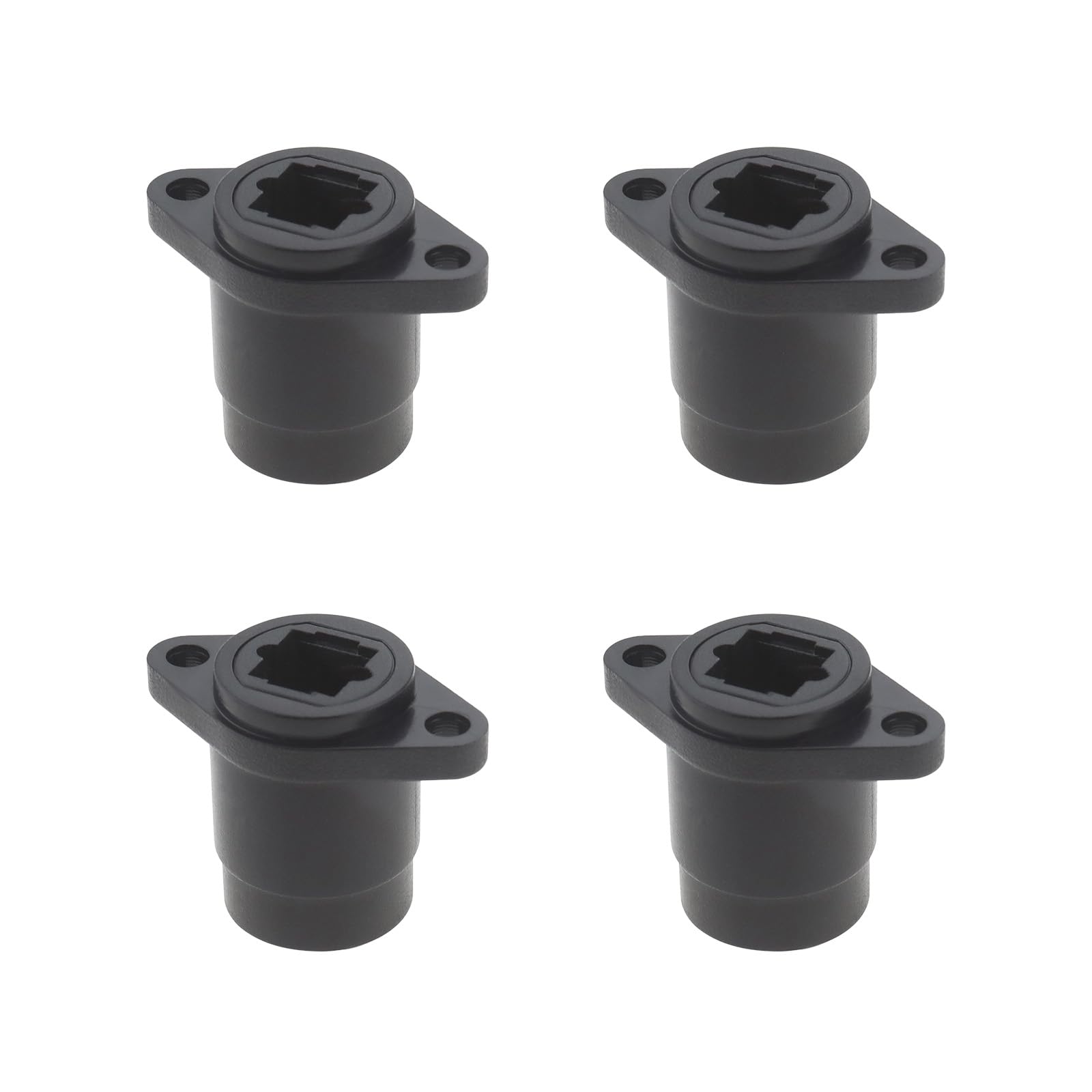 VGOL 4pcs Optical Fiber Audio Cable Panel Female to Female Extender Compatible with TOSlink Diameter 14mm Hole Henter Distance 19mm Suitable for Wall and Faceplate, Black