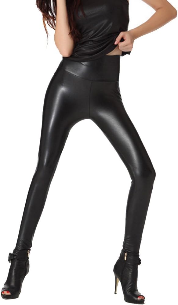 Ostenx Women's Faux Leather High Waist Leggings Treggins Leggings Faux Leather Leather Look