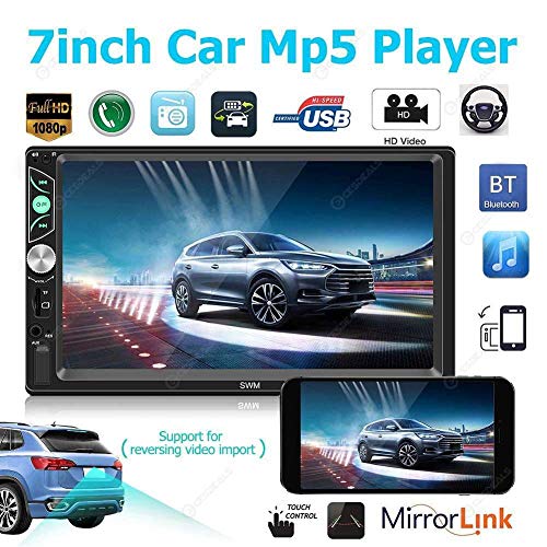 7'' Double DIN Android 8.1 MP5 Car Multimedia Player GPS Navigator Steering Wheel Control FM/AM Radio WiFi Bluetooth Hand-Free Calls Dual USB Fast Charging HD Rear View Camera Mirror Link
