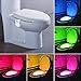 MAIKEHIGH Motion Detection Sensor Automatic Toliet LED Nightlight, Toilet Night Light Bowl Lid Bathroom Seat Hanging Battery- Operated Nightlight Lamp 8 Colors Changing.(2 Pack)