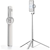 TODI 65" Magnetic Tripod for iPhone with Remote, Selfie Stick for iPhone Magsafe, Cell Phone Tripod Stand for Recording, Travel Tripod Compatible with 16/15/14/13/12 Series (White Sliver)