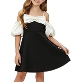 WELAKEN Girls Black Formal Dress – Elegant Midi Dress for Parties or Special Occasions