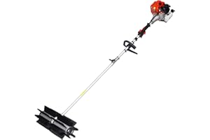 VOOHEK Gas Powered Snow Sweeper Brush Broom, Cordless Hand Held Walk Behind Power Shovel Snow Cleaner for Driveway Lawn Garden, 52CC 2-Stroke, 2.4HP (Medium)