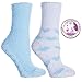 MinxNY - 2 Pair Pack of Kissables Lavender Infused Chenille Slipper Socks-Blue and White with Blue Hearts, One Size Fits Most