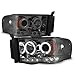 AKKON - For 2002-2005 Dodge Ram 1500 | 2003-2005 Ram 2500 3500 Smoke Dual Halo Projector LED Headlights Pair Set