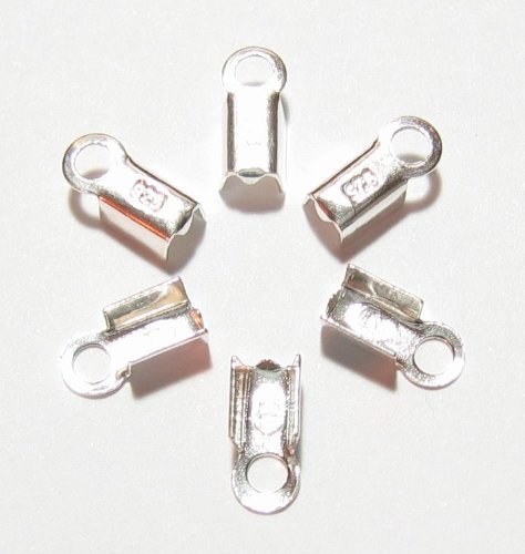 8pcs .925 Sterling Silver Leather String Clip Cord End Crimp Bead Cap/Findings/Bright