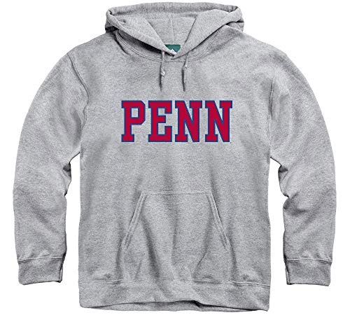 Ivysport University Of Pennsylvania Hooded Sweatshirt Classic Logo, 85% Cotton 15% Polyester, Heather Grey, Hooded Sweatshirt, Large