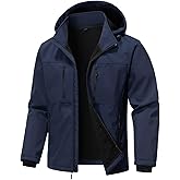 GGleaf Men's Softshell Jacket with Hood Waterproof Windbreaker Lightweight Rain Shell Jacket for Outdoor Hiking