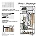 LANGRIA Heavy-Duty Zip Up Closet Shoe Organizer with Detachable Brown Cloth Cover Wardrobe Metal Storage Clothes Rack Armoire with 4 Shelves and 2 Hanging Rods Max Load 463 lbs.