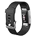 Hotodeal Band Compatible with Fitbit Charge 2 Band, Classic Soft TPU Adjustable Replacement Bands Fitness Sport Strap,Black Large