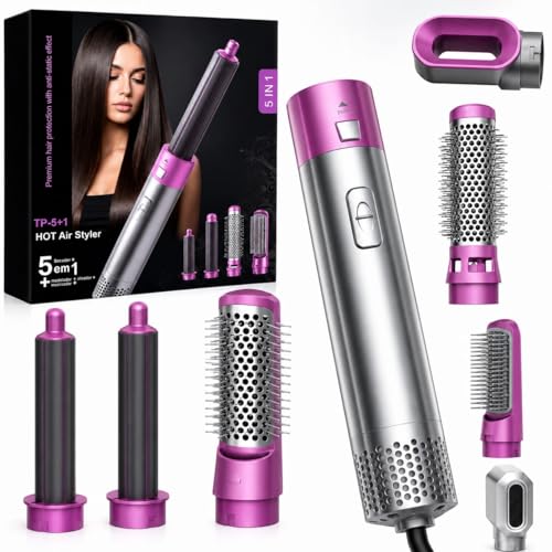 Secador cabelo 5 em 1, intercambiáveis, Alisa, Modela, Seca, Penteia. | escova pratica