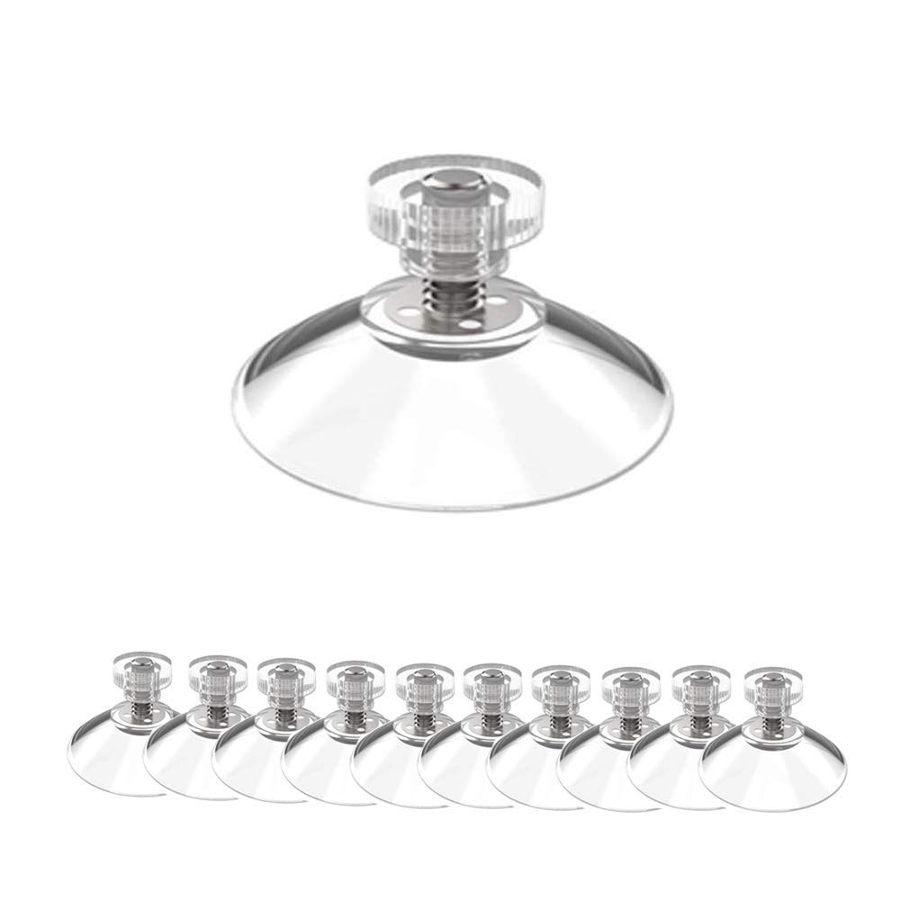 EUYUAN 10 Packs Suction Cup Glass Suction Pads 40mm Clear PVC Transparent Screw Hooks Sucker Without Hooks/Extra Strong Adhesive Suction Holder