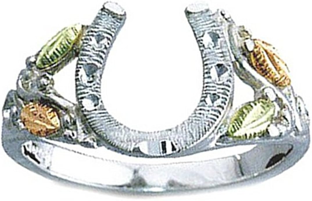 Horseshoe Ring, Sterling Silver, 12k Green and Rose Gold Black Hills