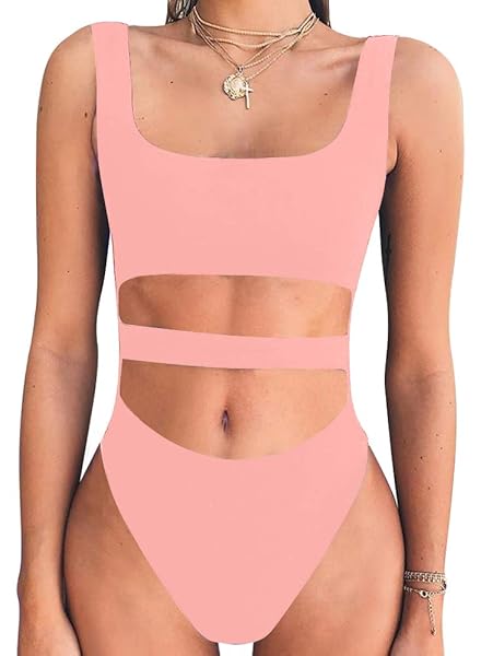 BEAGIMEG WOMEN’S TANK TOP CUT OUT SLEEVELESS BODICE BODYSUIT PARTY CLUBWEAR PINK