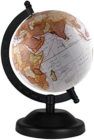 Antique Gift Decor Office Home Decorative White Globe Desktop 5 Inches Diameter World Geographical Vintage Earth