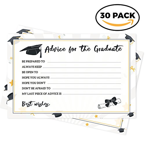 Graduation Party Advice Cards - Set of 30 - 2018 Grad Favors, Decorations & Gift Accessories – Cap Box Holder Supplies for College, High School, Doctorate, Kids & Nursing Graduates - Thumbnail 5