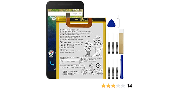 Amazon.com: Batería de repuesto HB416683ECW para Huawei Google Nexus 6P  H1512 : Celulares y Accesorios