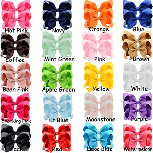 40pcs 4.5" Hair Bows Clips Grosgrain Ribbon Bows Hair Alligator Clips Hair Barrettes Hair Accessories for Baby Girls Toddler Infants Kids 20 Colors in Pairs