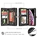 Zttopo XS Max Wallet Case, 2 in 1 Leather Zipper Detachable Magnetic 11 Card Slots Card Slots Money Pocket Clutch Cover with Screen Protector for 6.5 Inch Case -Black Grey