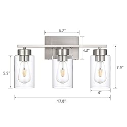 A1A9 3-Light Bathroom Vanity Light, Modern Brushed