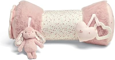 Mamas & Papas Tummy Time Roll Pink Interactive Baby Pillow with Rattle