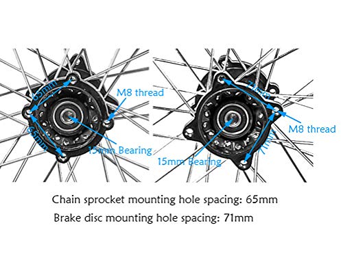 TDPRO 80/100-12 Rear Tire Disc Brake Rim With 15mm Bearing Set for Pit Pro Dirt Bike - Thumbnail 4