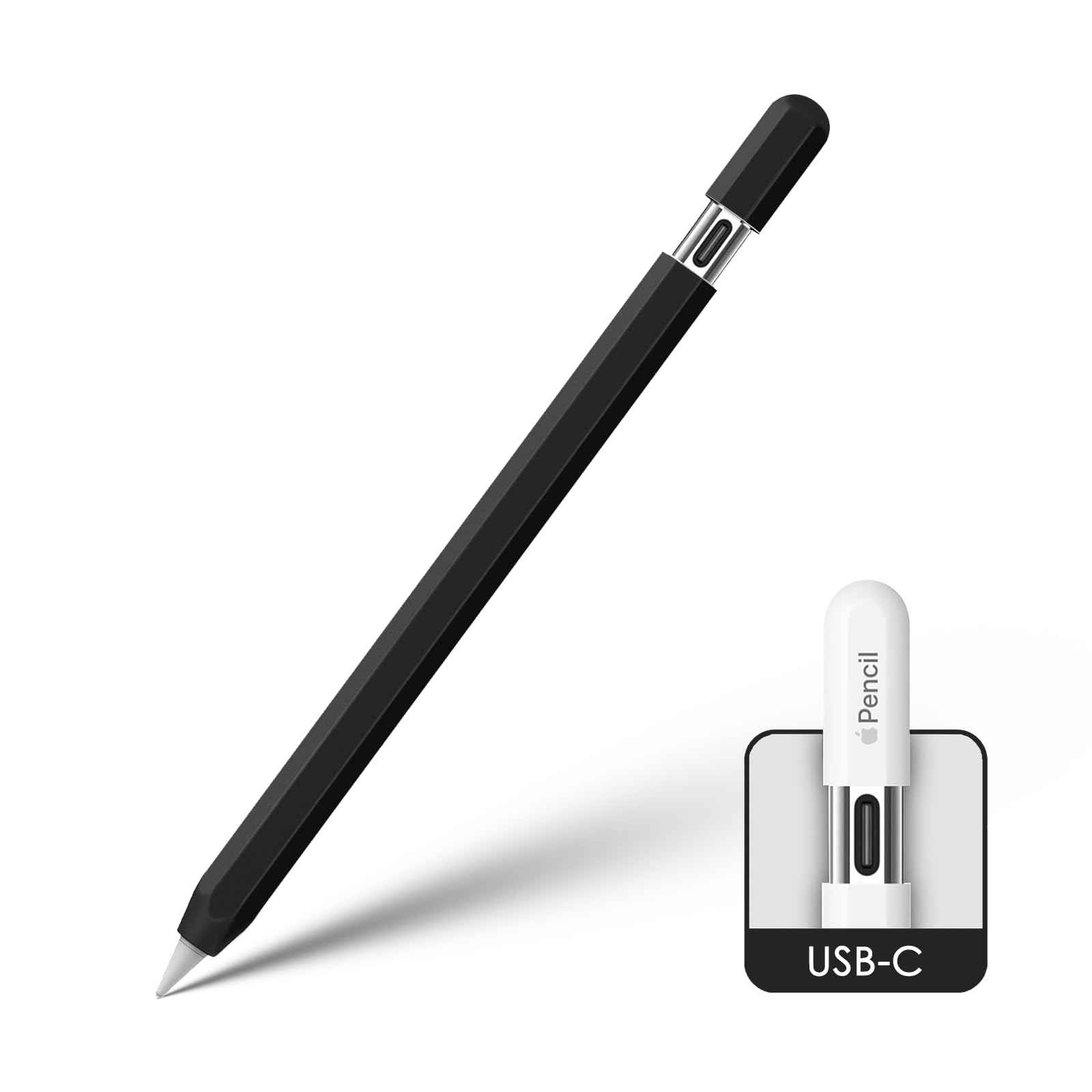 Silicone Case Sleeve Cover for Apple Pencil (USB-C) 2023, Protective Skin iPad Pencil Holder, Anti-Slip Grip Accessories Compatible with Apple Pencil 3rd Generation, Black