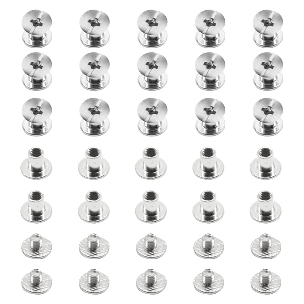 Ruidee 100Pcs/50Set Chicago Screws M5X6mm Book Binding Rivets Screw Posts Round Flat Head Stud Screw for DIY Leather Albums (DZBD/M5x6)