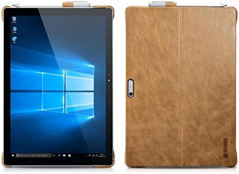 Surface Pro4 12.3"Genuine Leather Case, InNings Vintage Genuine Leather Durable Slim Back Cover with Pen Holder for Microsoft Surface Pro4 12.3 inch (Brown)