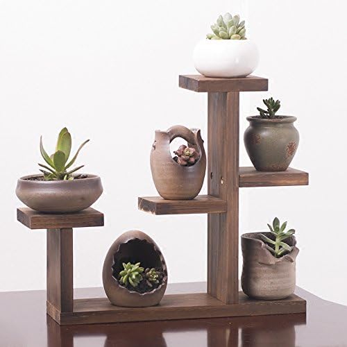 Wood Flower Terrace Living Room Multilayer Indoor Floor Shelves, Three Floors, Bronze Plant Multifunctional Flower Display Stands Wood Pot Shelf Storage Rack Outdoor Indoor Pots Holder (A)