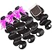 Flady Hair Brazilian Body Wave Hair 3 Bundles with Closure Unprocessed Human Hair Bundles with Closure 10A Virgin Hair 20 22 24 with 18inch Closure