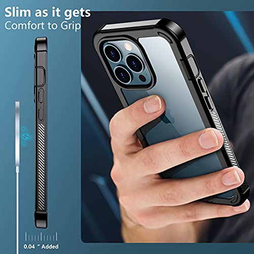 gogorelax Compatible with iPhone 13 Pro case,with Built-in Screen Protector Shockproof Case for iPhone 13 Pro 6.1 Inch(Black/Clear)