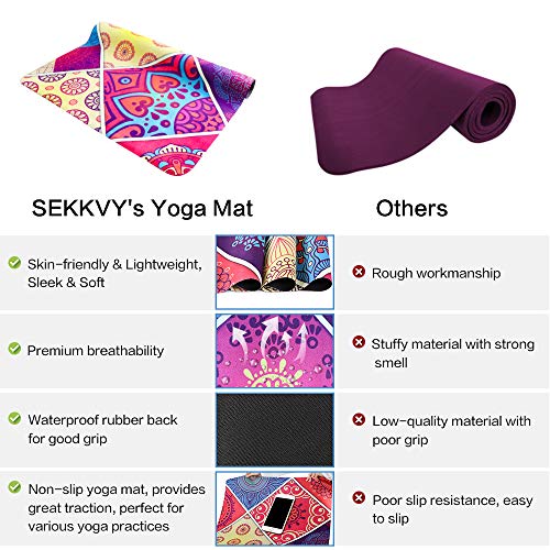 image for SEKKVY Yoga Mat, Non Slip Sweat Absorbent Foldable 1.5mm Thin Exercise