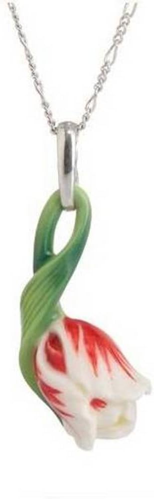 Franz Fashion AccessoriesTulip Rhodium Plated Brass & Sculptured Porcelain Necklace