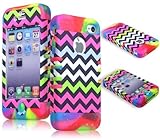 BasTexWireless Bastex Hybrid Case for Apple Iphone 4, 4s - Colorful Bright Tie Dye Silicone with Hard Chevron Design Shell