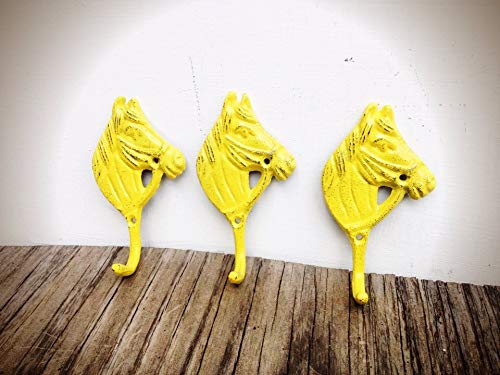 Modern Farmhouse Style Horse Wall Hooks â€“ Rustic Entryway Storage for Coats and Keys â€“ Home DÃ©cor in Bright Yellow