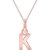 Takar 10K Rose Gold Letter Initial Necklace - Personalized A - Z Letter Necklace For Women And Men - Mini Initial Charm Necklace Gifts Made In USA.