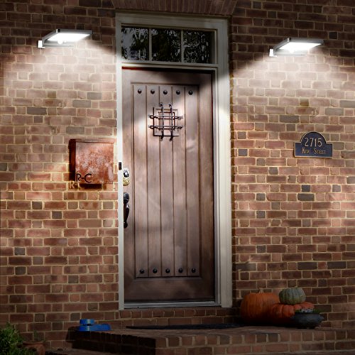 ECHTPower Solar Lights Outdoor, Wall Sconces with Mounting Pole, Radar Motion Sensor and Remote Control, 48 LEDs Waterproof Security Lighting for Barn Porch Garage ¡