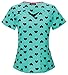 heartsoul Women's Sweetheart Neck Heart Print Scrub Top