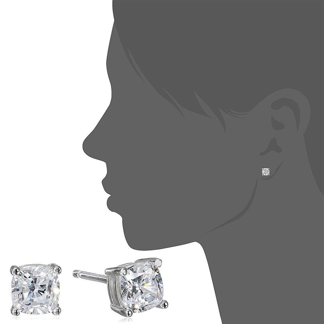 Hotstype Women Fashion Stud Earrings Exquisite Gorgeous Transparent Square Zircon Earring Stud