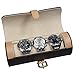 Ikee Design Men and Women Watch Roll Travel Organizer Storage and Jewelry Display Case for 3 Wristwatches