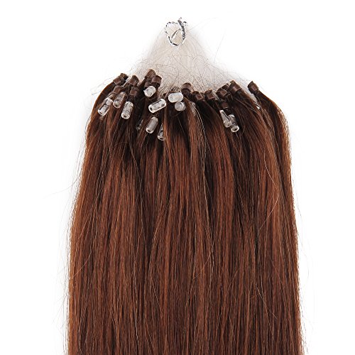 Beauty7 18" 20" 22" 24" Loop Micro Ring Beads Tipped Remy Human Hair Extensions 50g 100s (#4 Chocolate Brown) (18")