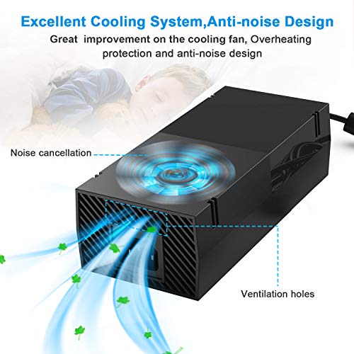 Ukor Power Supply Brick Power Adapter for Xbox One, [Low Noise Version] Xbox AC Adapter Replacement Charger Power Cord Cable for Microsoft Xbox One,100-240V Voltage