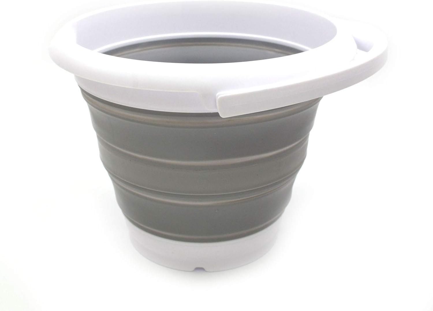 SAMMART Cubo de plástico Plegable - Tina Redonda Plegable - Cubo de Agua portátil para Pesca - Olla de Agua para Ahorro de Espacio, tamaño 27 cm de diámetro (Gris)